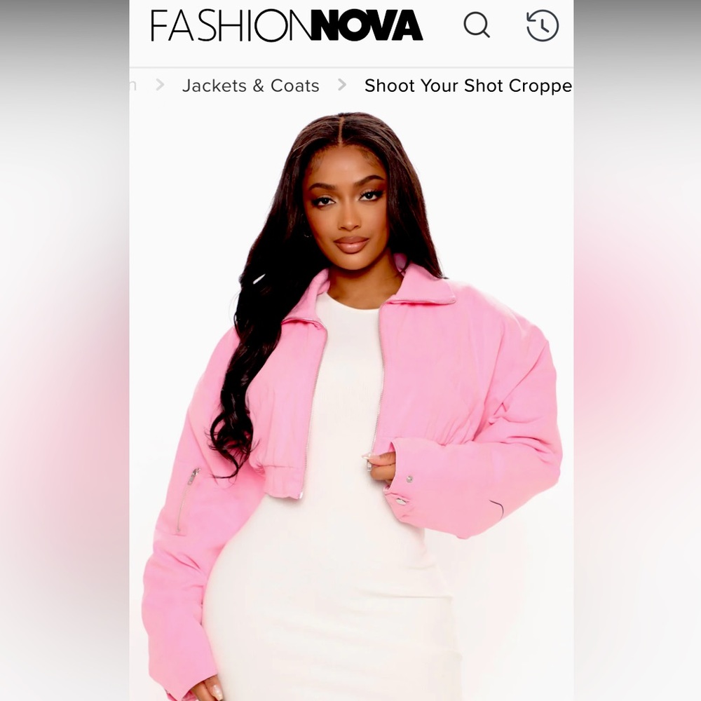 Cropped Puffer Jacket in Pink Fashion Nova Size Small NWT
